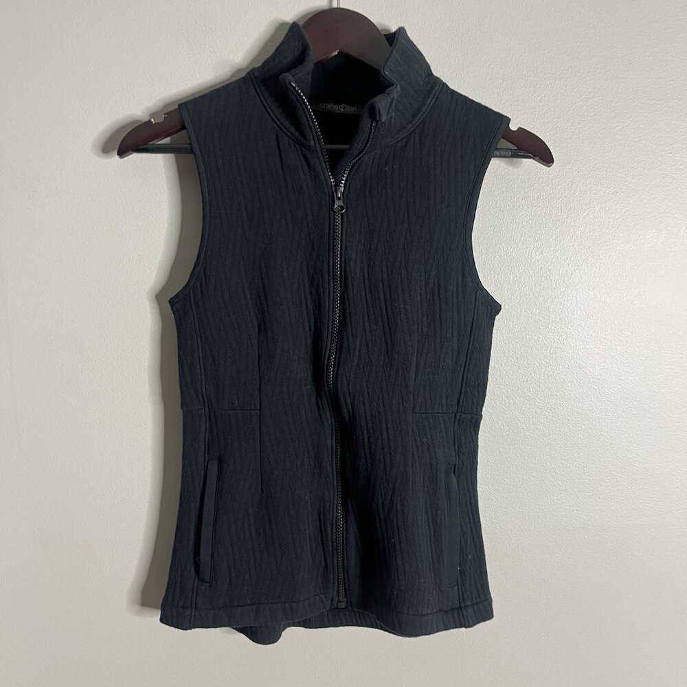 Crane and Lion Size 0 Fitted Black Vest Double Layer Vest